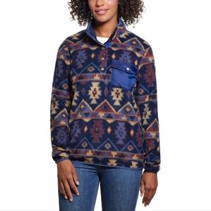 Weatherproof Vintage Ladies’ Printed Fleece Pullover Aztec Eclipse Blue
